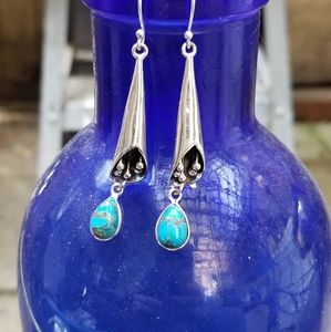 Blue Turquoise and Sterling Earrings